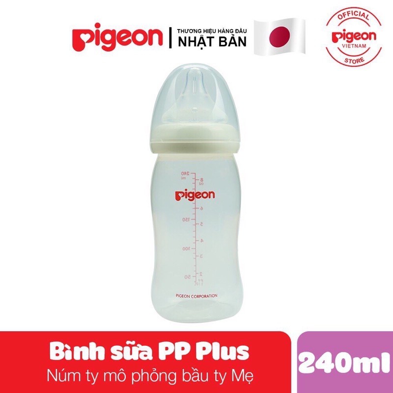 Bình Pigeon SofTouch cổ rộng PP Bottle 160/240/330ml