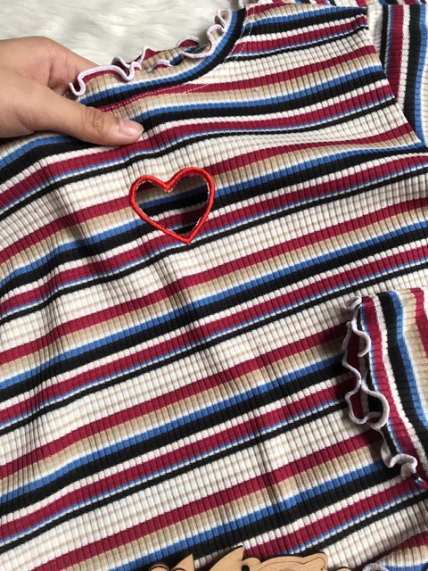 ÁO CROPTOP SỌC CUT OUT ( KÈM HÌNH THẬT )