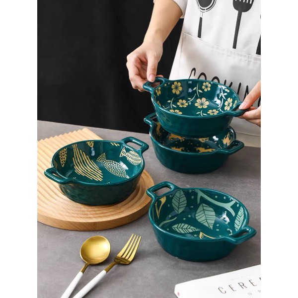 Bộ Thố Gốm Sứ Có Tay Cầm Họa Tiết Hoa Văn Phong Cách  Bắc Âu