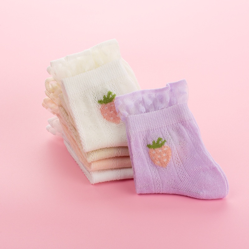 Set 5 Đôi Tất Cotton Siêu Mỏng Phối Nơ Xinh Xắn Cho Bé Gái