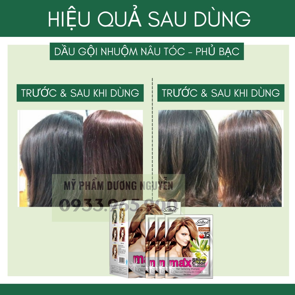 10 Gói Dầu Gội Nhuộm Nâu Tóc Hạt Dẻ Max Shine Color