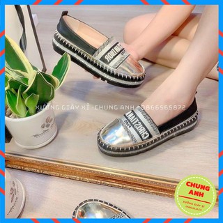 giày lười nữ 💥FREESHIP💥 giày búp bê đế bằng độn đế 2 phân viền đinh đá kim cương chất liệu da lỳ cao cấp
