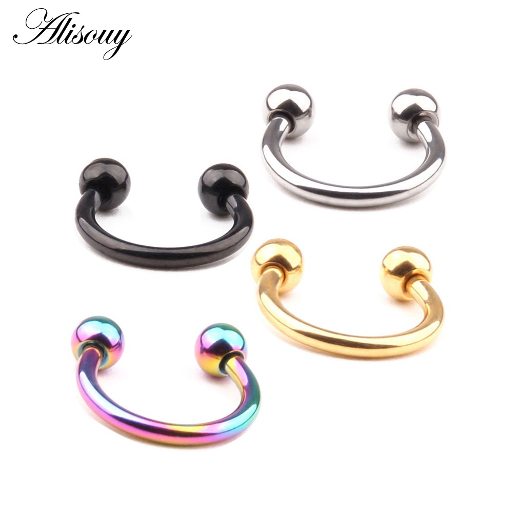Alisouy 1 Khuyên Xỏ Mũi / Môi / Lông Mày / Cơ Thể Bằng Thép Không Gỉ Thời Trang