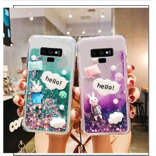 Ốp lưng kim tuyến nước lấp lánh hình con thỏ cho Samsung Galaxy Note 9 8 5 M10 M20 M30 J3 J5 J7 Pro 2017 C5 C9