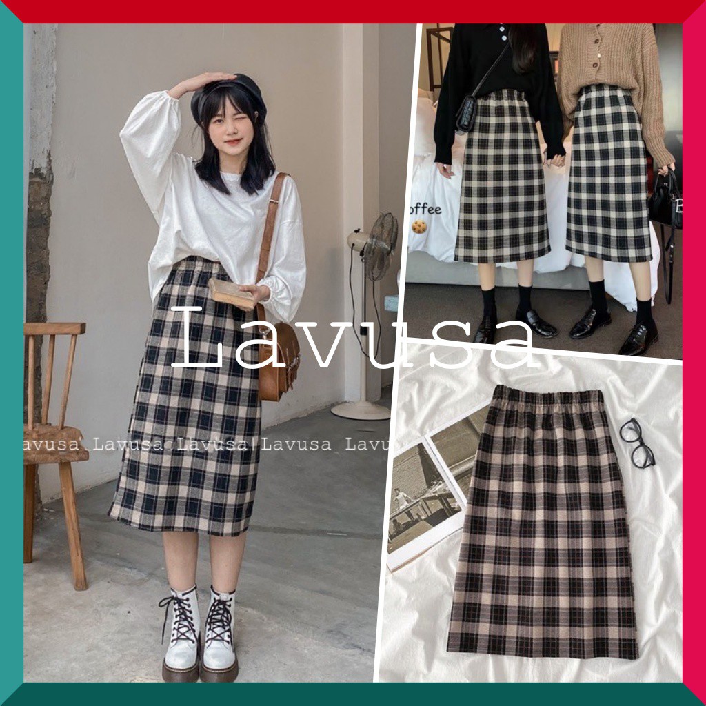 Chân Váy Dài 💖 𝘍𝘳𝘦𝘦𝘴𝘩𝘪𝘱 💖 Chân Váy Dạ Kẻ Ulzzang Dáng Dài Xinh Xắn Dễ Thương LAVUSA ( Ảnh Thật / Sẵn / Video ) CV12 | BigBuy360 - bigbuy360.vn