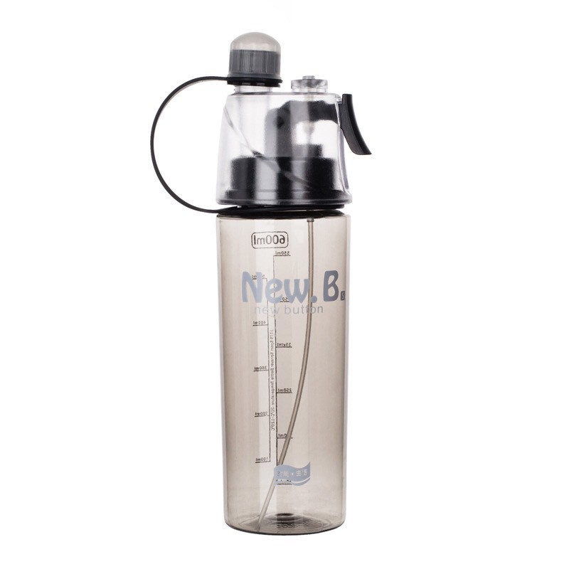 [Mã LIFEHLSALE2 giảm 10% đơn 0Đ] Bình nước thể thao 600ml có vòi xịt phun nước, bình nước thể thao phun sương 2 trong 1