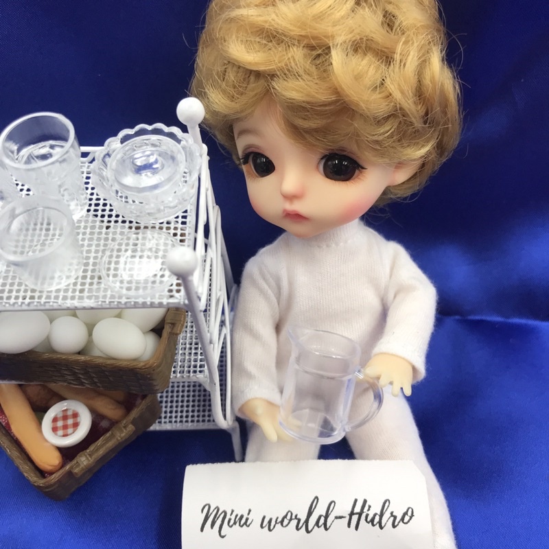 Bộ ca tách chén ly tô mini nhựa trong suốt dùng cho búp bê Barbie, BJD tỉ lệ 1/8, 1/12 tí hon. Miniature. Dollhouse