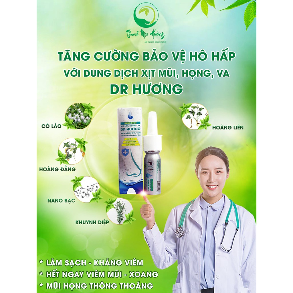 Xoang Nhỏ Mũi Họng VA Dr Hương Thanh Mộc Hương 18ml Thông Xoang Thoáng Mũi