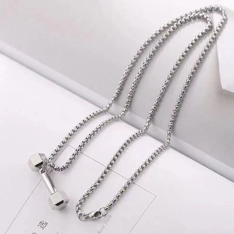 Vòng cổ Mặt Hình Quả Tạ Bằng Thép Titan Phong Cách Hàn Quốc Đơn Giản Dành Cho Cặp Đôi