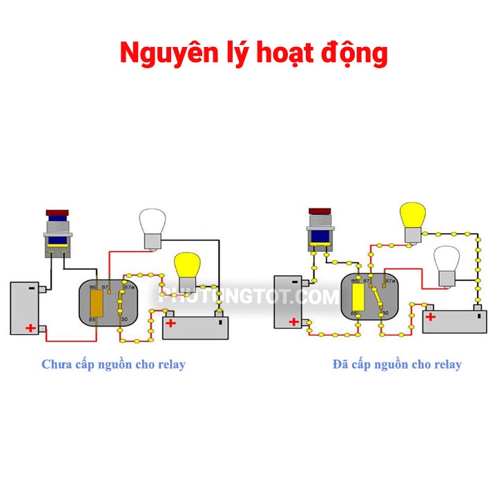 Bộ rơ le 5 chân đấu nối dây còi ô tô điện 12V dài 1m5 ổn định dòng điện vệ còi xe