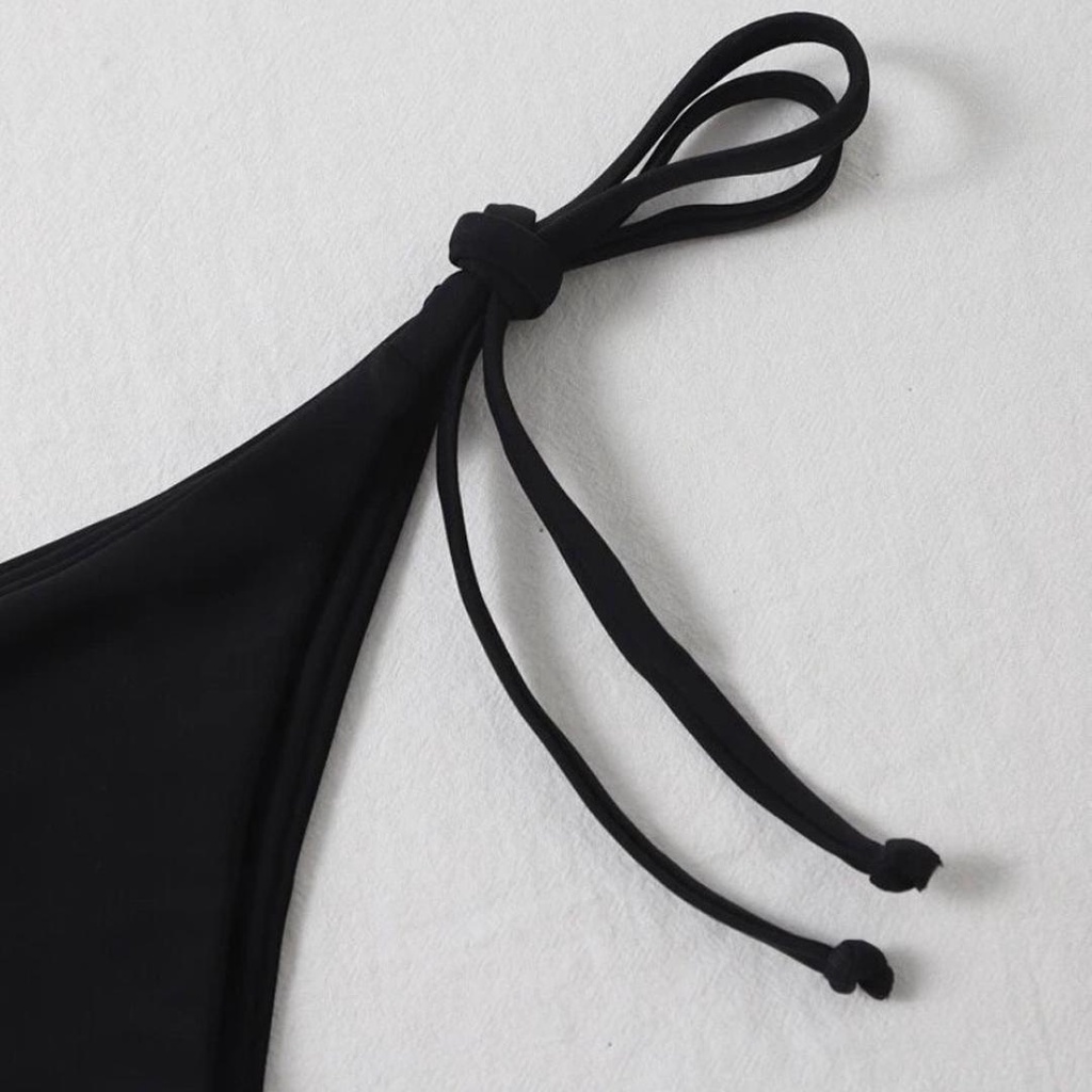 Quần bơi nữ quần bikini dây mảnh màu đen cotton bóng co giãn QB001 | BigBuy360 - bigbuy360.vn