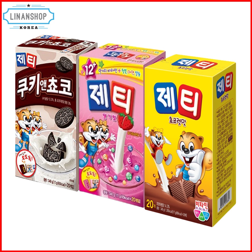 3Types Sôcôla / Bánh quy & Sôcôla / Bột dâu tây với sữa 20T |  Sweetened Stick Powder Drinks 20T