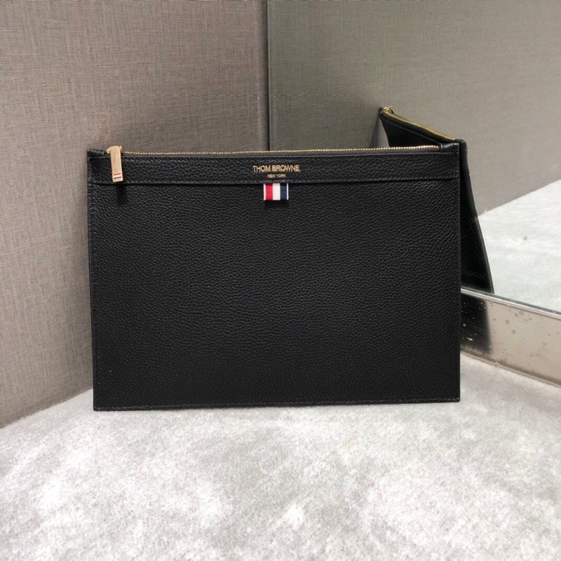Ví tab đứng nam dáng mỏng da bò mềm chống nổ bên trong vải dệt kim thom browne