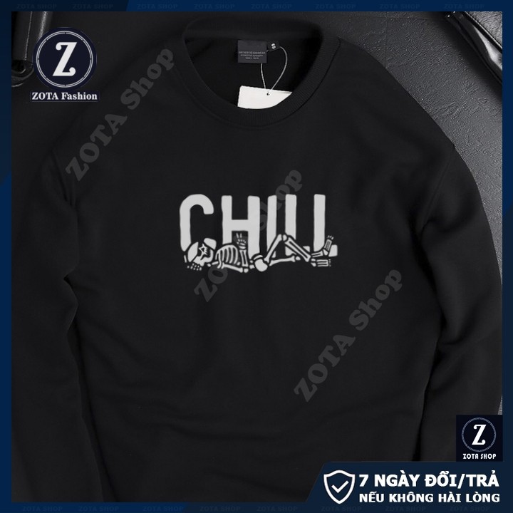 Áo nỉ nam Thu Đông, dài tay cổ tròn mặc giữ nhiệt in Chill SW89 | BigBuy360 - bigbuy360.vn