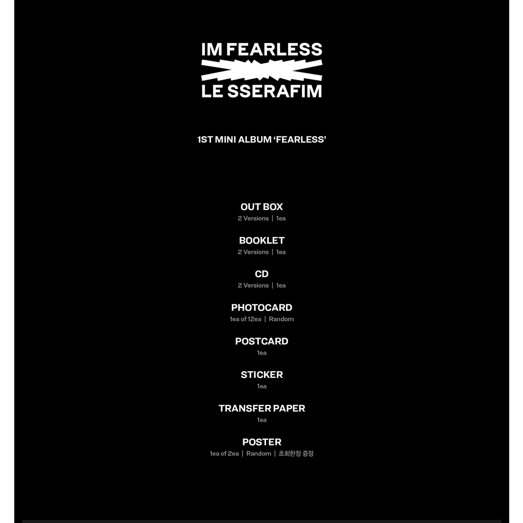 Album LE SSERAFIM - FEARLESS + Quà 1 ảnh khổ A5 hình bias (ghi chú khi đặt hàng)
