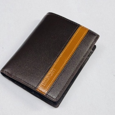 Ví nam da thật cao cấp da thật nhập khẩu thời trang công sở phối sọc có dây kéo .có hộp BH 12 tháng