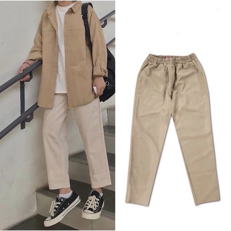 Quần Kaki Baggy Ống Suông Basic Pant Unisex Cao Cấp ( 2 màu : Đen ,Tan)