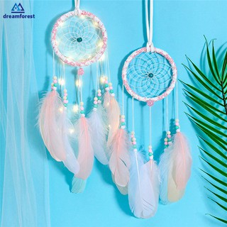 Dreamcatcher gắn đèn LED treo tường dùng để trang trí nhà