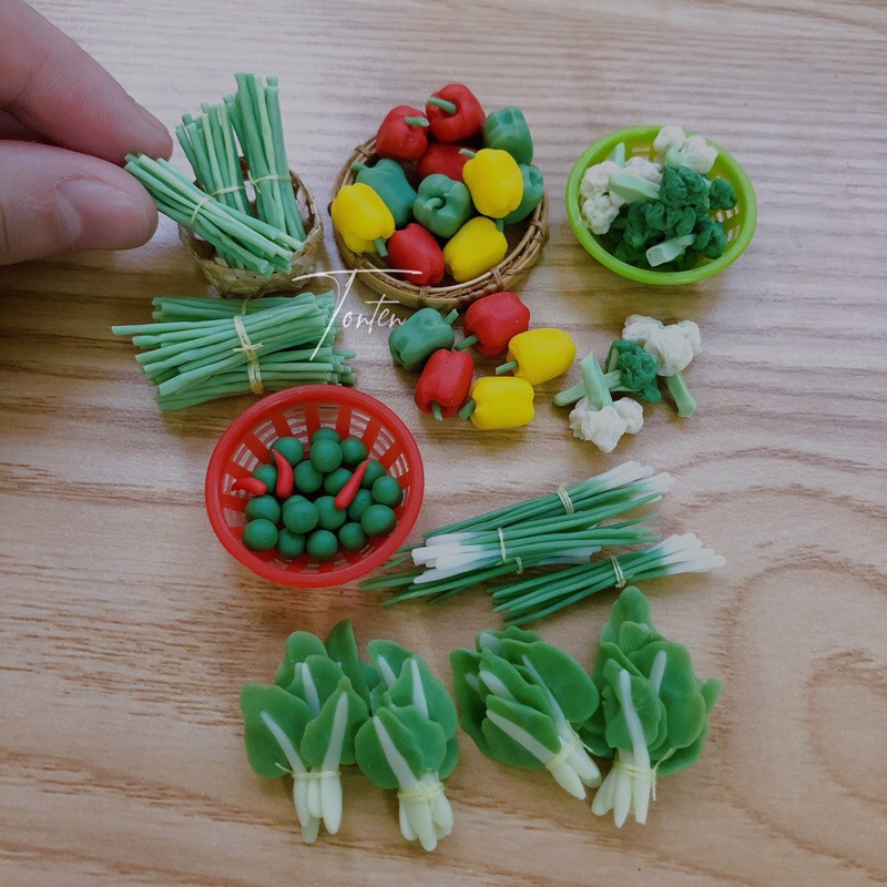 Rau Củ Đất Sét Trang Trí Nhà Búp Bê Miniatures Rau củ quả 1/12 rau củ mini handmade thủ công trang trí roombox
