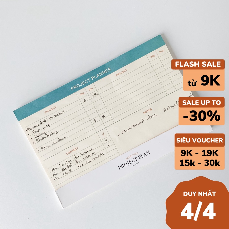 Giấy note ghi chú công việc - Crabit Project Notepad - 30 tờ