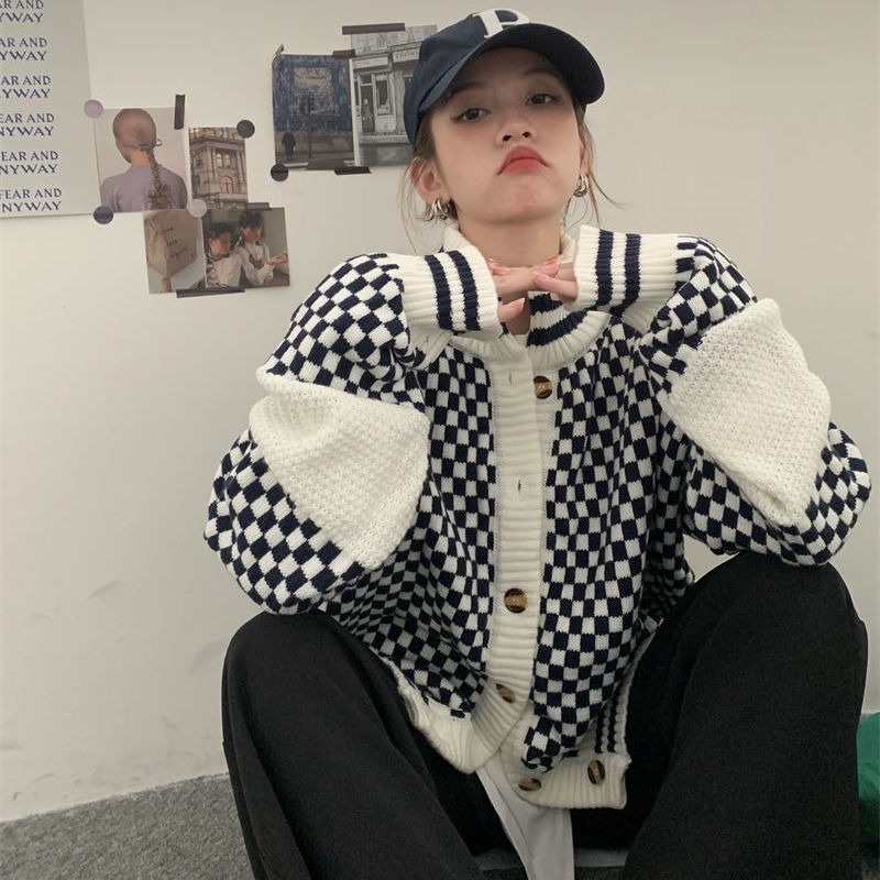 Áo khoác len dày dáng rộng thời trang thu đông cho nữ