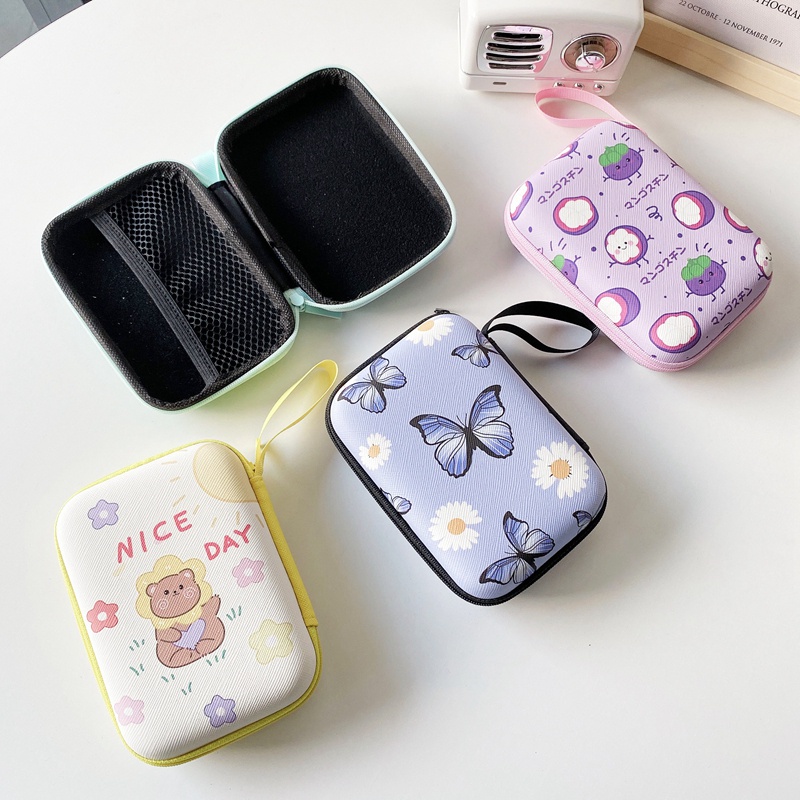 Túi đựng tai nghe/ cáp sạc mini họa tiết hoạt hình dễ thương thích hợp cho Iphone