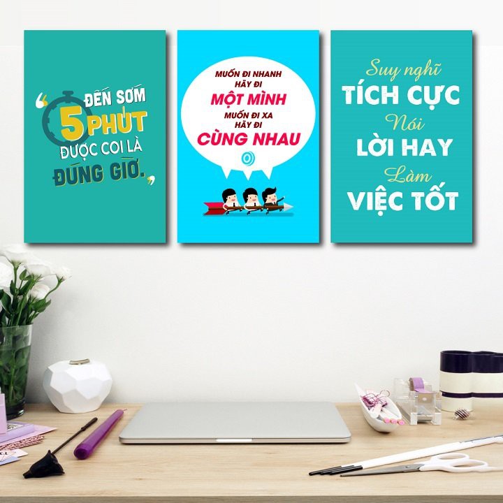 [HCM] Combo tranh Slogan tạo động lực - tranh treo tường giá xưởng - tặng kèm đinh 3 chân không cần khoan tường