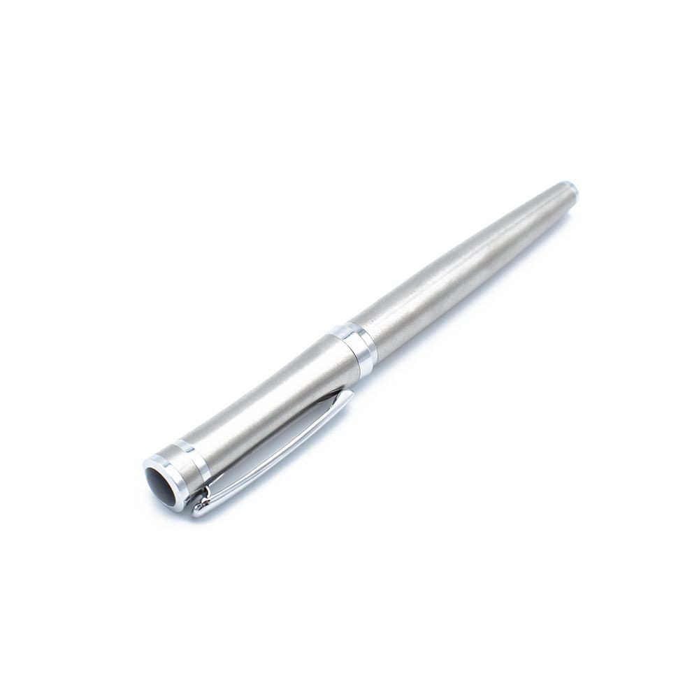 Bút ký viết mực gel 0.7mm thân kim loại ánh thép trắng B-3035