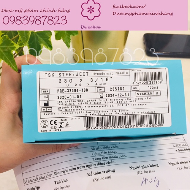 Kim tiêm meso prenium needle 33G TSK Nhật Bản - 4mm