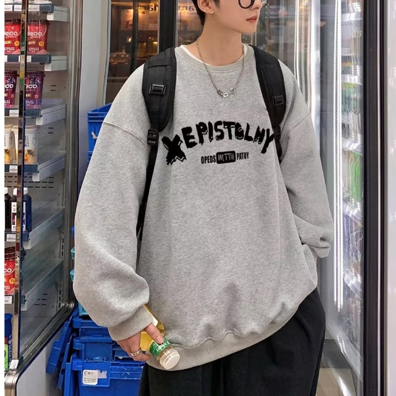 Áo Sweater Cổ Tròn Dáng Rộng In Chữ Thời Trang Cho Nam Và Nữ Size M-5XL