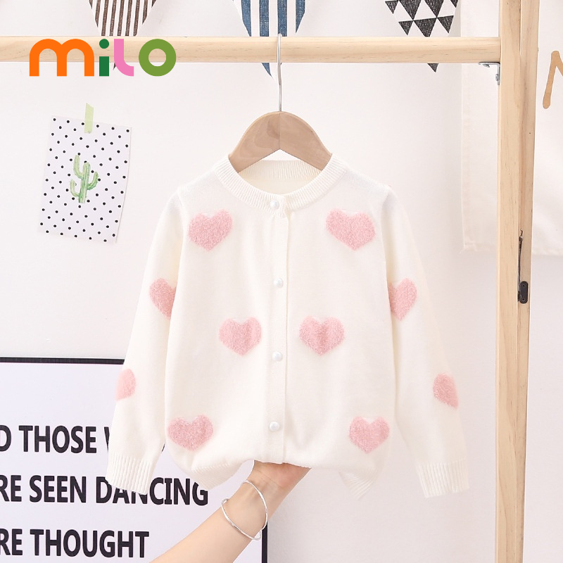 Milo Áo Khoác Cardigan Len Dệt Kim Thiết Kế Mới Xinh Xắn Thời Trang Dành Cho Bé Gái