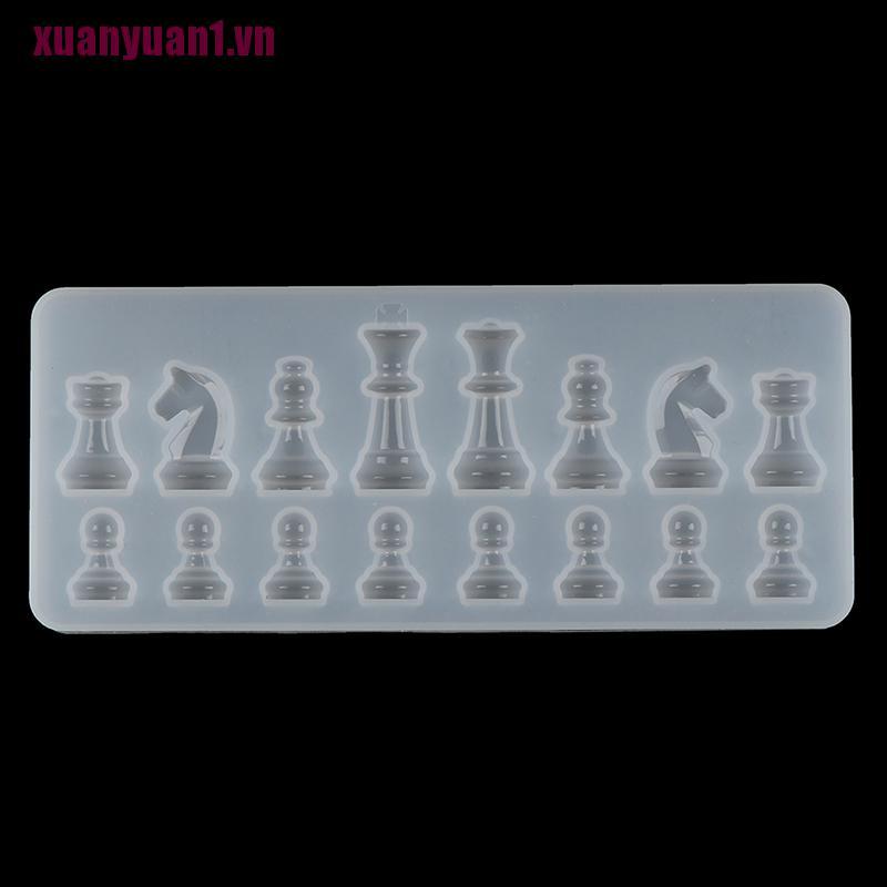 [xuanyuan1] Khuôn Silicone Làm Nhựa Resin Hình Quân Cờ Vua Quốc Tế