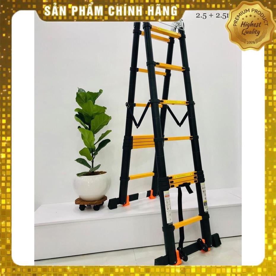 Giảm giá sốc Thang nhôm rút Chữ A Nhật Bản_Sơn tĩnh điện - Chiều cao chữ A 2M5 - BH Chính Hãng