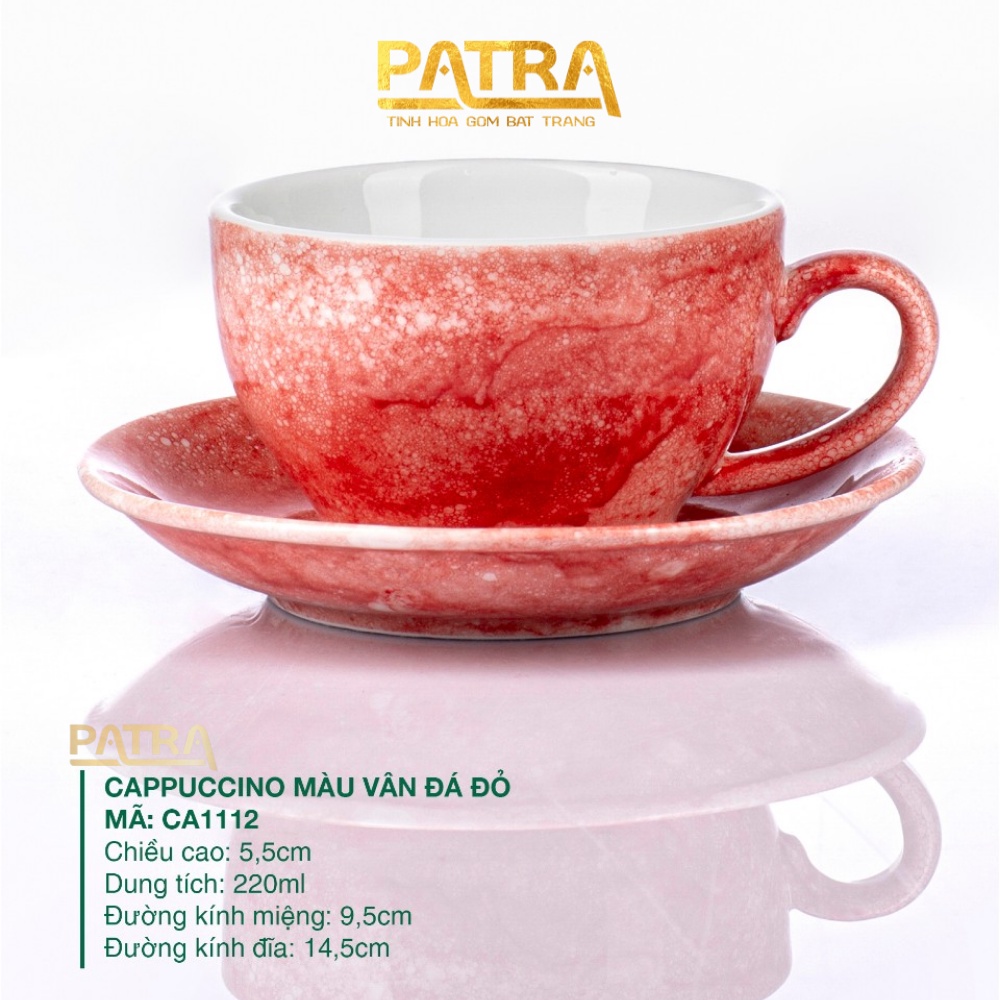 Cốc sứ, Ly sứ vân đá Bát Tràng - ly cà phê Cappuccino Nhật dung tích 220ml, nhiều màu lựa chọn