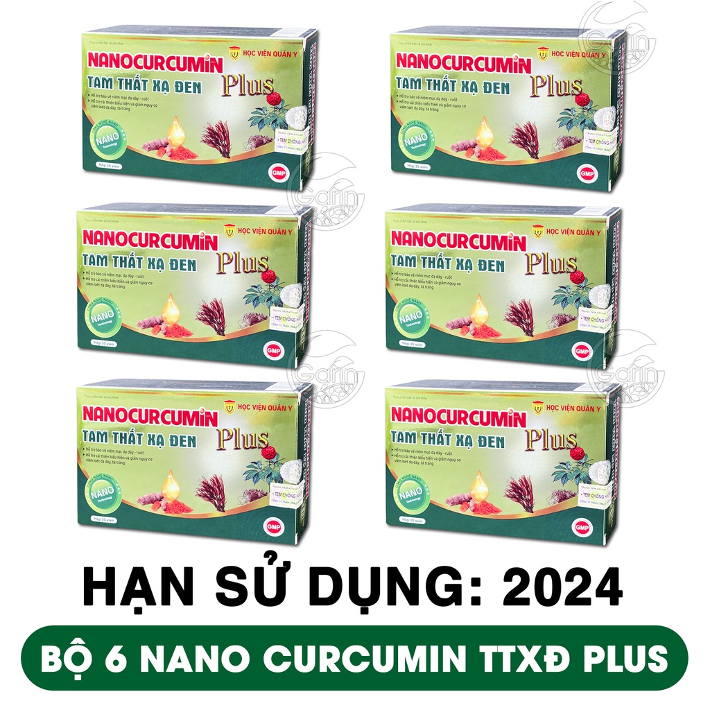 Bộ 6 hộp nano curcumin tam thất xạ đen plus Học Viện Quân Y 30 viên x6 giảm tác dụng phụ hóa trị xạ trị Mỹ Phẩm Sỉ Emer