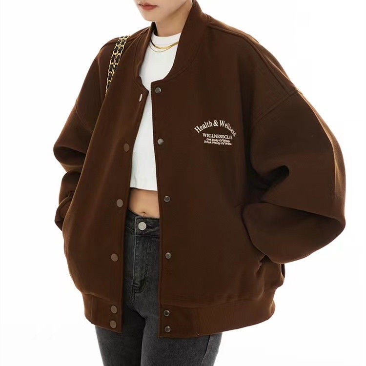 Áo Khoác Bóng Chày Ngắn Dáng Rộng Thêu Họa Tiết Kiểu Retro Mỹ Thời Trang Mùa Thu 22W Cho Các Cặp Đôi