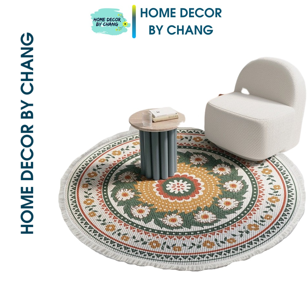 Thảm Tròn Thổ Cẩm Loại I trải Sofa, phòng ngủ, Phong Cách Bắc Âu Scadivian Hiện Đại Ấn Tượng, Decor Trang Trí