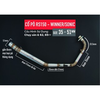 Cổ pô đua WRX RS150 size 33.5 - 35 - 51 cho Sonic Winner 150