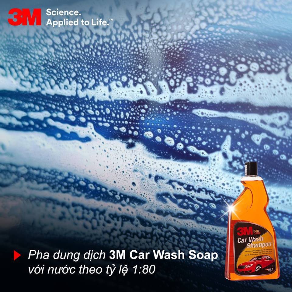 [ Tặng Tinh dầu thơm xe] Xà Bông Rửa Xe Đậm Đặc 3M Car Wash Shampoo 1L