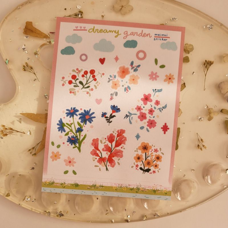 Meimei Sticker - Set sticker Dreamy Garden hoa lá xinh xắn trang trí sổ