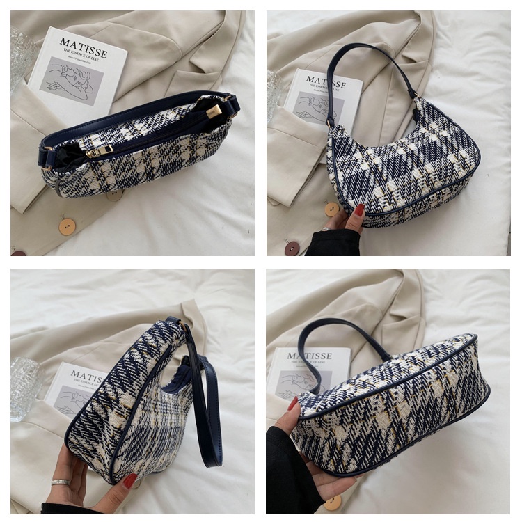 Túi đeo vai họa tiết caro đơn giản kiểu Tây thời trang