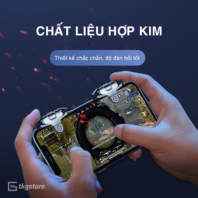 Nút bấm chơi game CK3 bắn Pubg Mobile Free Fire 4 ngón cực nhạy chất liệu hợp kim chắc chắn và bền bỉ