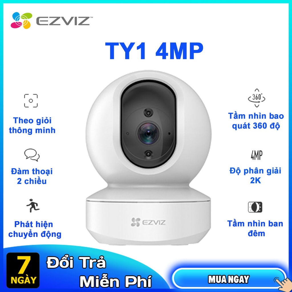 Hình ảnh Camera Wifi Trong Nhà EZVIZ TY1 4Mp 2K Siêu Nét- Quay Quét 360 độ - Đàm Thoại 2 Chiều - Hàng Chính Hãng #1