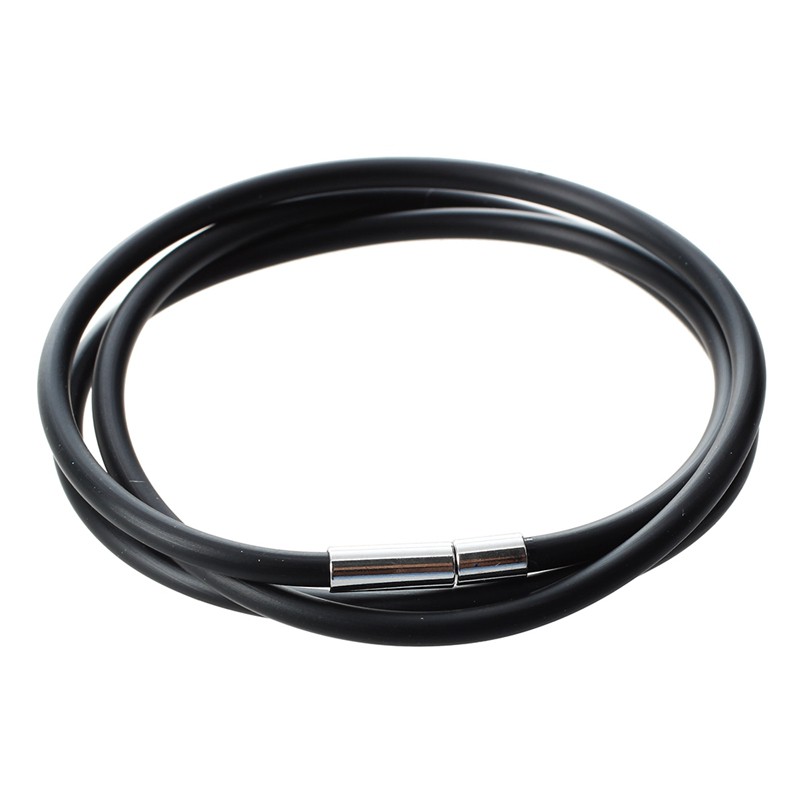 Vòng cổ dây cao su màu đen 22inch