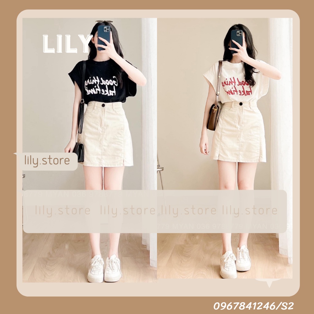 Set đồ nữ, Set áo phông mix chân váy chữ a kaki trẻ trung năng động size XS,S, M S2 LILY