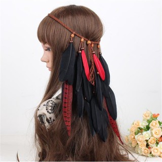 Dây Boho Lông Vũ Đỏ Đen