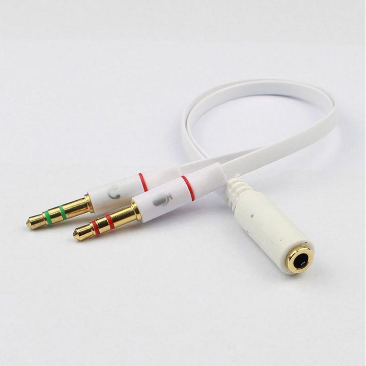 Cáp gộp audio và mic ra cổng 3.5 mạ vàng cao cấp (Đỏ)