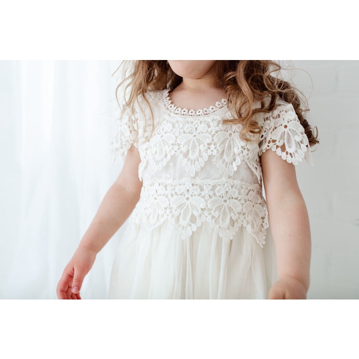 Đầm công chúa NNJXD phối ren hoa xinh xắn cho bé gái