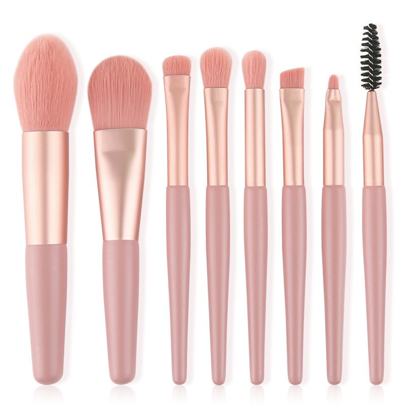 Set 8 cọ trang điểm MIXDAIR mini nhỏ gọn màu macaron thiết kế thời trang để mang đi du lịch