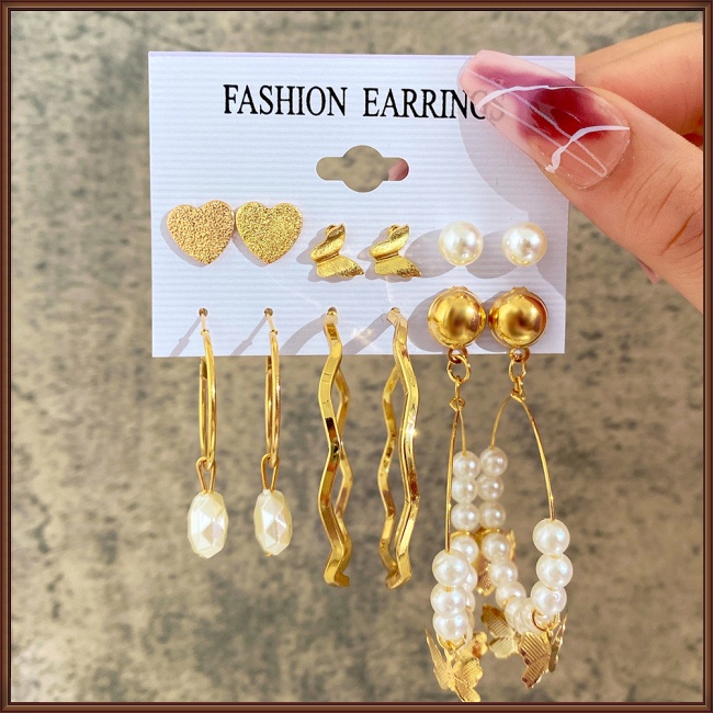 6 Đôi Bông Tai Dáng Dài Hình Bướm Đính Ngọc Trai Thời Trang Cho Nữ